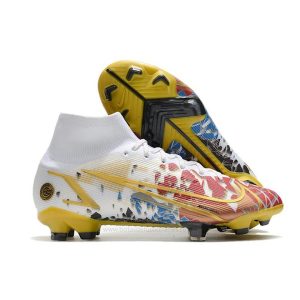 Nike Mercurial Superfly VIII Elite DF FG Ronaldo Blanco Rojo Azul Oro